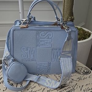Steve Madden Blue Crossbody Bag with Silver Hardware